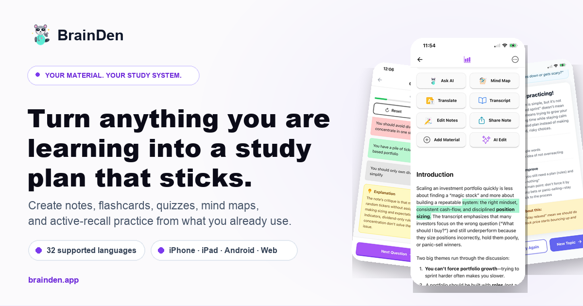 BrainDen product screenshot